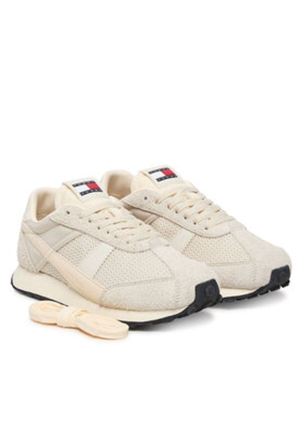 Tommy Jeans Sneakersy Tjw Retro Runner Archive EN0EN03013 Écru. Kolor: kremowy. Materiał: skóra, zamsz