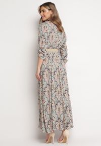 Born2be - Miętowo-Różowa Sukienka z Guzikami i Plecionym Paskiem z Klamrą Aralty. Kolor: miętowy. Długość rękawa: długi rękaw. Sezon: wiosna, lato. Typ sukienki: koszulowe #7