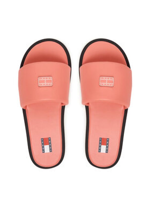 Tommy Jeans Klapki Tjw Soft Padded Casual Slide EN0EN02950 Różowy. Okazja: na co dzień. Kolor: różowy. Materiał: skóra. Styl: casual