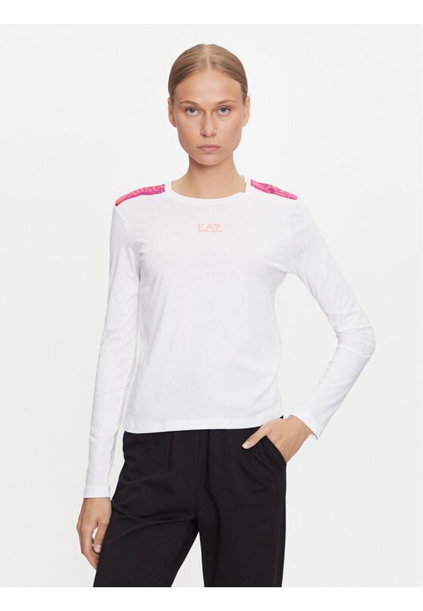 EA7 Emporio Armani Bluzka 6DTT16 TJLOZ 1100 Biały Regular Fit. Kolor: biały. Materiał: bawełna