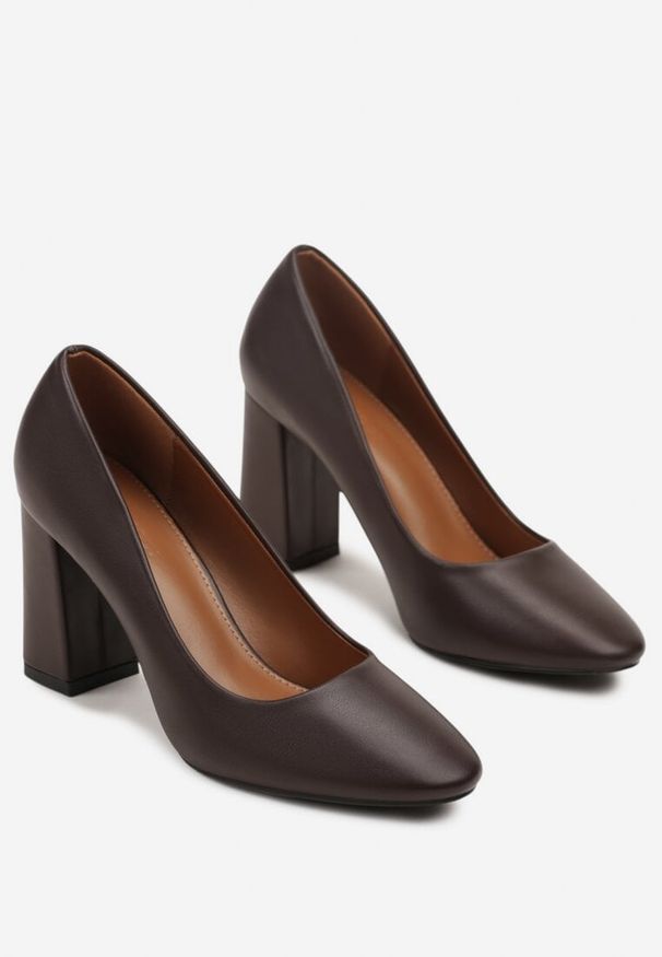 Born2be - Brązowe Czółenka na Obcasie Arniele. Okazja: do pracy, na imprezę, na co dzień. Kolor: brązowy. Materiał: jeans. Obcas: na obcasie. Styl: klasyczny, casual, elegancki. Wysokość obcasa: średni