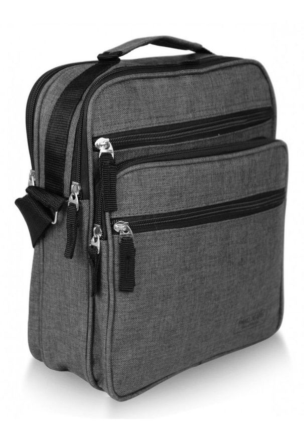 Torebka, Ciemnoszara Listonoszka Zapinana na Zamek z Paskiem - Pako Jeans. Kolor: szary. Materiał: poliester