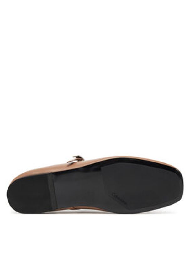 Calvin Klein Baleriny Ballerina New Buckle - Lth HW0HW02483 Brązowy. Kolor: brązowy. Materiał: skóra