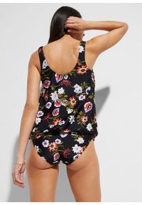 bonprix - Top plażowy tankini. Okazja: na plażę. Kolor: czarny. Materiał: poliamid. Wzór: nadruk