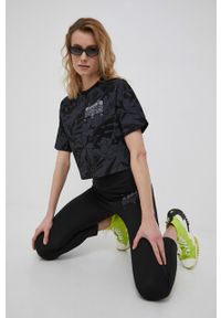 Diadora legginsy damskie kolor czarny z nadrukiem. Kolor: czarny. Materiał: bawełna. Wzór: nadruk #3