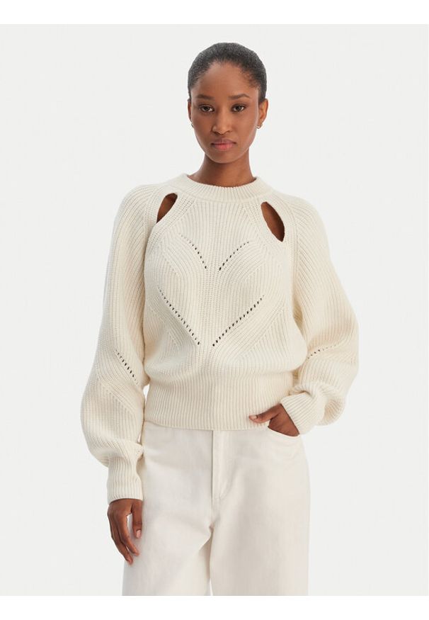 BOSS Sweter Farlant 50554767 Beżowy Relaxed Fit. Kolor: beżowy. Materiał: bawełna