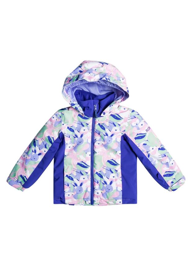 Kurtka narciarska dla dzieci Roxy Snowy Tale 10K. Kolor: niebieski. Materiał: poliester. Wzór: kolorowy. Sezon: zima. Sport: narciarstwo