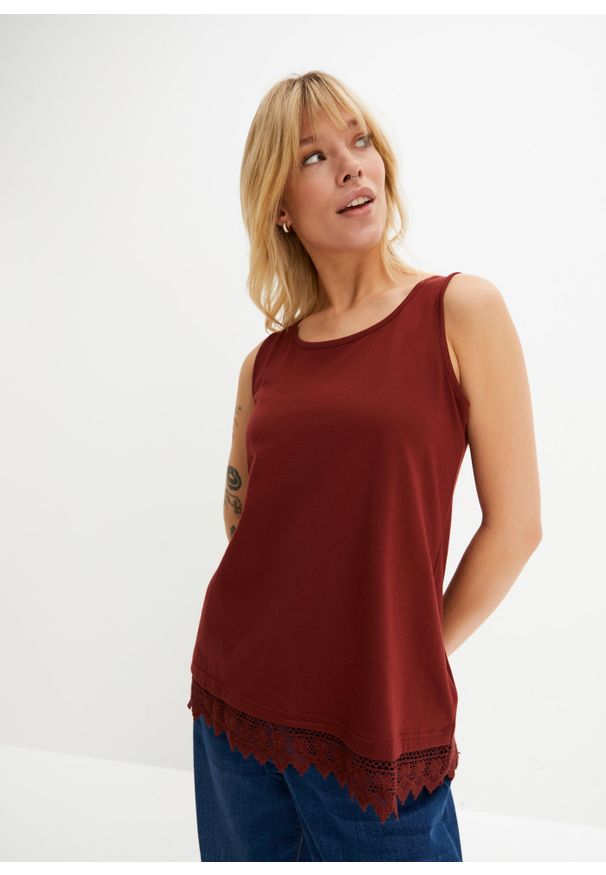 bonprix - Top z koronką (2 szt.). Kolor: czarny. Materiał: koronka. Wzór: koronka