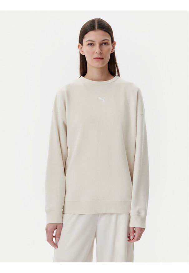 Puma Bluza Ess 685401 Beżowy Oversize. Kolor: beżowy. Materiał: syntetyk