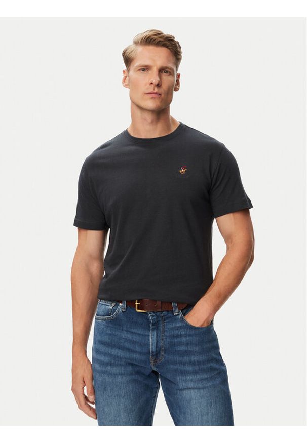 Beverly Hills Polo Club T-Shirt P-SS26M-TS450030BLU Granatowy Regular Fit. Typ kołnierza: polo. Kolor: niebieski. Materiał: bawełna