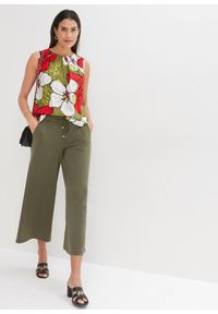 bonprix - Top bez rękawów z wiskozy. Kolor: biały. Materiał: wiskoza. Długość rękawa: bez rękawów. Wzór: nadruk, aplikacja, kwiaty #2