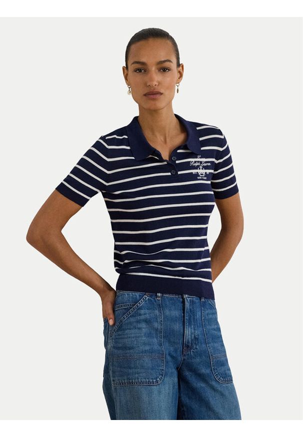 Lauren Ralph Lauren - LAUREN RALPH LAUREN Polo 200P03506002 Granatowy Slim Fit. Typ kołnierza: polo. Kolor: niebieski. Materiał: wiskoza