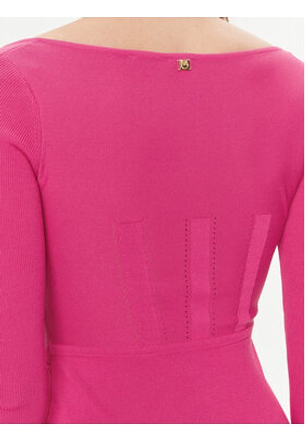 Pinko Sukienka dzianinowa Cavallo 101856 A16N Różowy Slim Fit. Kolor: różowy. Materiał: syntetyk, wiskoza