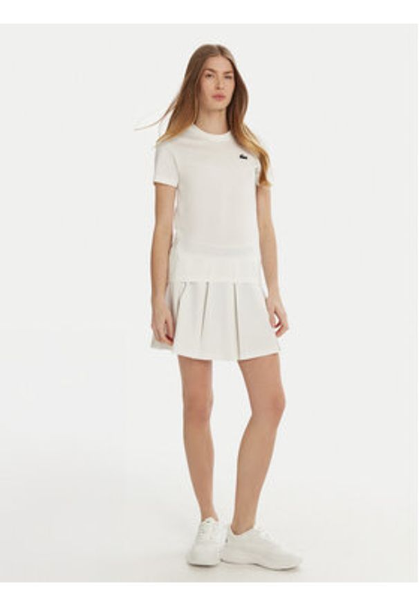 Lacoste T-Shirt TF9246 Biały Slim Fit. Kolor: biały. Materiał: bawełna