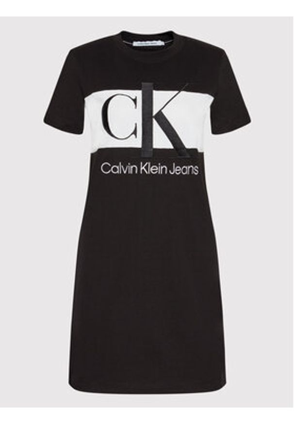 Calvin Klein Jeans Sukienka codzienna J20J218862 Czarny Regular Fit. Okazja: na co dzień. Kolor: czarny. Materiał: bawełna. Typ sukienki: proste. Styl: casual