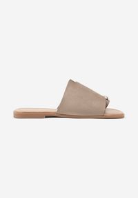 Born2be - Ciemnobeżowe Klapki Vices Japonki z Metaliczną Ozdobą Arezelia. Okazja: na co dzień. Kolor: beżowy. Wzór: aplikacja. Styl: elegancki, casual #3