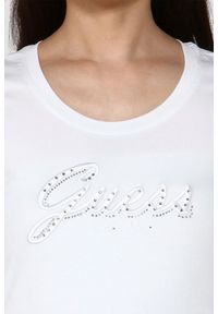 Guess - GUESS Biały damski longsleeve Embro Script, Rozmiar XL. Kolor: biały. Długość rękawa: długi rękaw #3