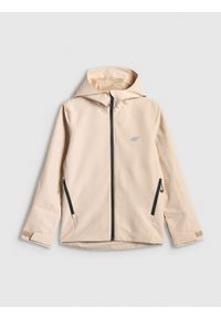 4f - 4F Kurtka membrana 5000 dziewczęca - beżowa 152 (11-12 lat). Okazja: na co dzień. Kolor: beżowy. Sezon: lato. Styl: casual #1
