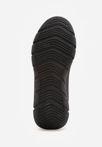 Born2be - Czarne Dzianinowe Sneakersy na Grubej Podeszwie ze Żłobieniami Enolora. Okazja: na co dzień, na spacer. Kolor: czarny. Materiał: dzianina. Szerokość cholewki: normalna. Sport: turystyka piesza, fitness #3