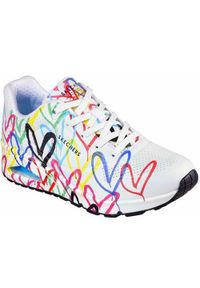skechers - Buty do chodzenia damskie Skechers Spread The Love. Zapięcie: sznurówki. Kolor: biały, różowy, wielokolorowy. Materiał: guma, syntetyk, materiał. Szerokość cholewki: normalna. Sport: turystyka piesza