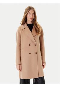Marella Płaszcz wełniany Good 2523016031 Beżowy Regular Fit. Kolor: beżowy. Materiał: wełna