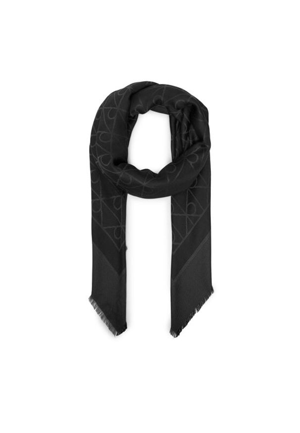 Calvin Klein Szal Emblem Aop Tonal LV04D8063G Czarny. Kolor: czarny. Materiał: wiskoza