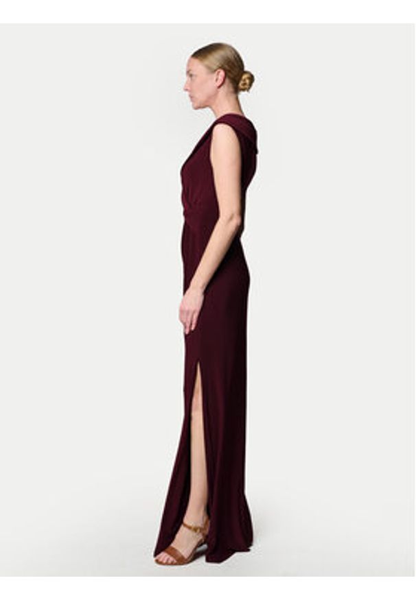 Lauren Ralph Lauren - LAUREN RALPH LAUREN Sukienka wieczorowa 253863940018 Bordowy Slim Fit. Kolor: czerwony. Materiał: syntetyk. Styl: wizytowy