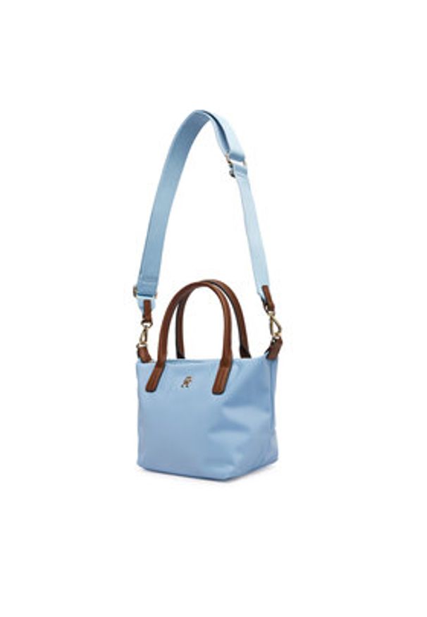 TOMMY HILFIGER - Tommy Hilfiger Torebka Popette Mini Tote AW0AW17709 Błękitny. Kolor: niebieski. Materiał: skórzane