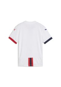 Puma - Młodzieżowa koszulka wyjazdowa SK Rapid Wiedeń 24/25 PUMA White Red Navy Blue. Kolor: czerwony, niebieski, wielokolorowy, biały. Sport: piłka nożna