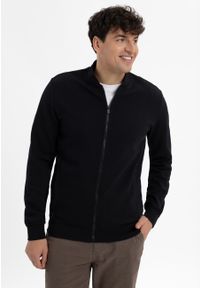 Volcano - Bluza ze strukturą B-BONET. Kolor: czarny. Materiał: elastan, włókno, materiał, poliester, bawełna. Wzór: ze splotem. Styl: elegancki, sportowy, klasyczny #1