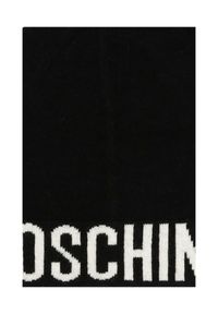 MOSCHINO Czarna czapka damska z białym logo. Kolor: czarny. Wzór: aplikacja #3