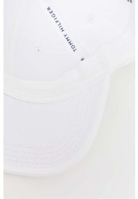 TOMMY HILFIGER - Tommy Hilfiger czapka z daszkiem bawełniana kolor biały gładka. Kolor: biały. Materiał: bawełna. Wzór: gładki #4