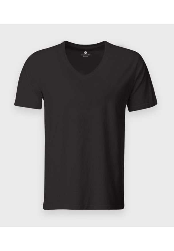 MegaKoszulki - Męska koszulka v-neck (bez nadruku, gładka) - ciemno szara. Kolor: szary. Materiał: skóra, bawełna, materiał. Wzór: gładki. Styl: klasyczny