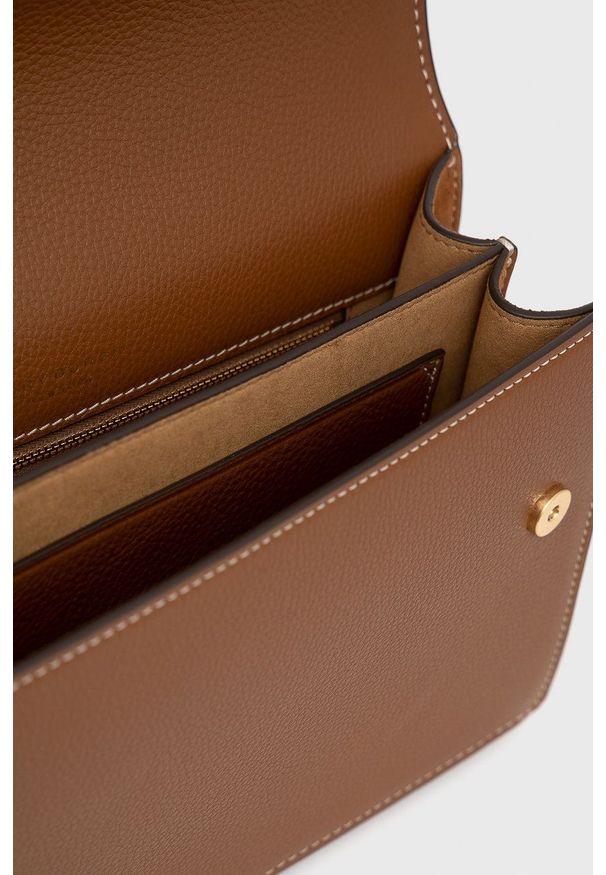 Tory Burch torebka skórzana kolor brązowy. Kolor: brązowy. Materiał: skórzane