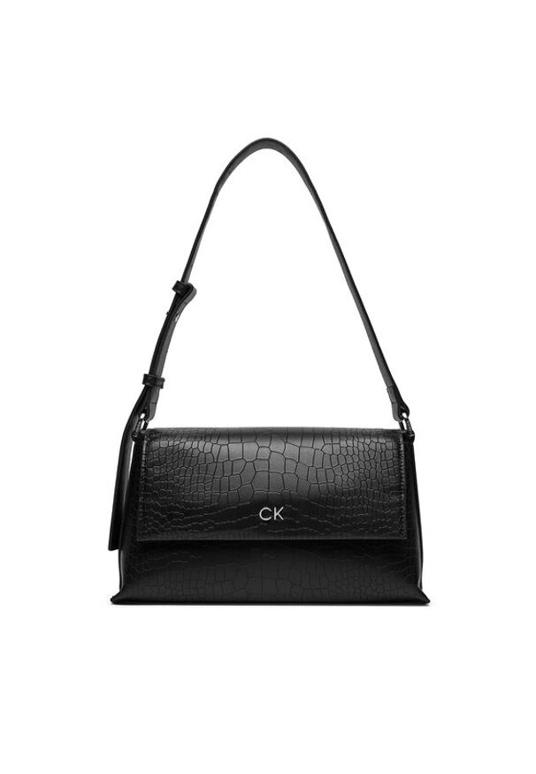 Calvin Klein Torebka Ck Daily Shoulder Bag_Croco K60K612142 Czarny. Kolor: czarny. Materiał: skórzane