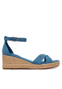 TOMMY HILFIGER - Tommy Hilfiger Espadryle Hemp Crossover Strap Wedge Espadrilles FW0FW09332 Niebieski. Kolor: niebieski. Materiał: materiał #1