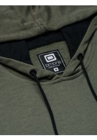 Ombre Clothing - Bluza męska z kapturem B1082 - khaki - XL. Typ kołnierza: kaptur. Kolor: brązowy. Materiał: poliester, bawełna. Wzór: aplikacja #3