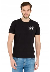 La Martina - LA MARTINA Czarny męski t-shirt Regular Fit, Rozmiar M. Kolor: czarny #5