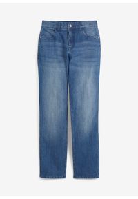 bonprix - Dżinsy ze stretchem loose fit z regulowanym paskiem, prosta nogawka. Kolor: niebieski #1
