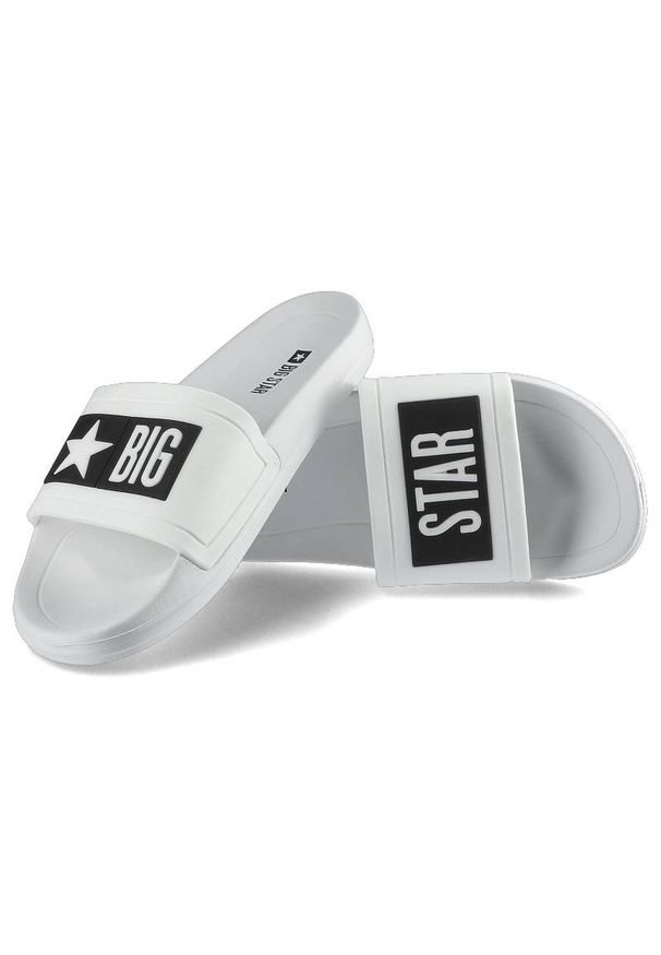 Big-Star - Klapki damskie Big Star, wsuwane basenowe klapki z tworzywa, białe, DD274A264. Okazja: do domu. Kolor: biały. Materiał: materiał. Sezon: lato. Styl: elegancki, wakacyjny