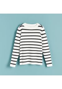 Reserved - Sweter w paski - Czarny. Kolor: czarny. Wzór: paski #1