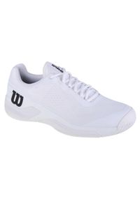 Buty do tenisa męskie Wilson Rush Pro 4.0. Zapięcie: sznurówki. Kolor: biały. Materiał: guma, syntetyk, materiał. Szerokość cholewki: normalna. Sport: tenis #1