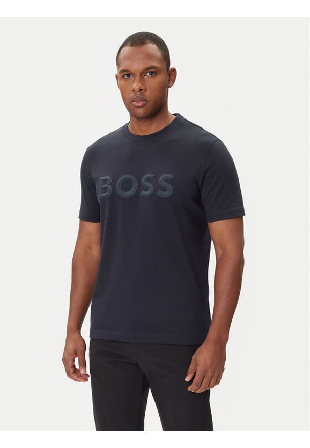 BOSS T-Shirt Iconic Zone 50548411 Granatowy Regular Fit. Kolor: niebieski. Materiał: bawełna