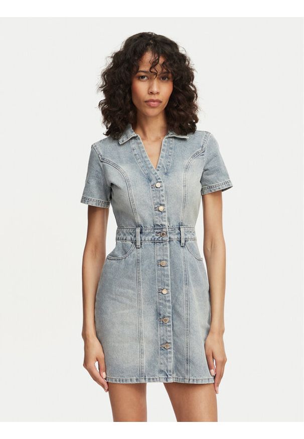 Morgan Sukienka jeansowa 241-ROGLA Błękitny Regular Fit. Kolor: niebieski. Materiał: bawełna