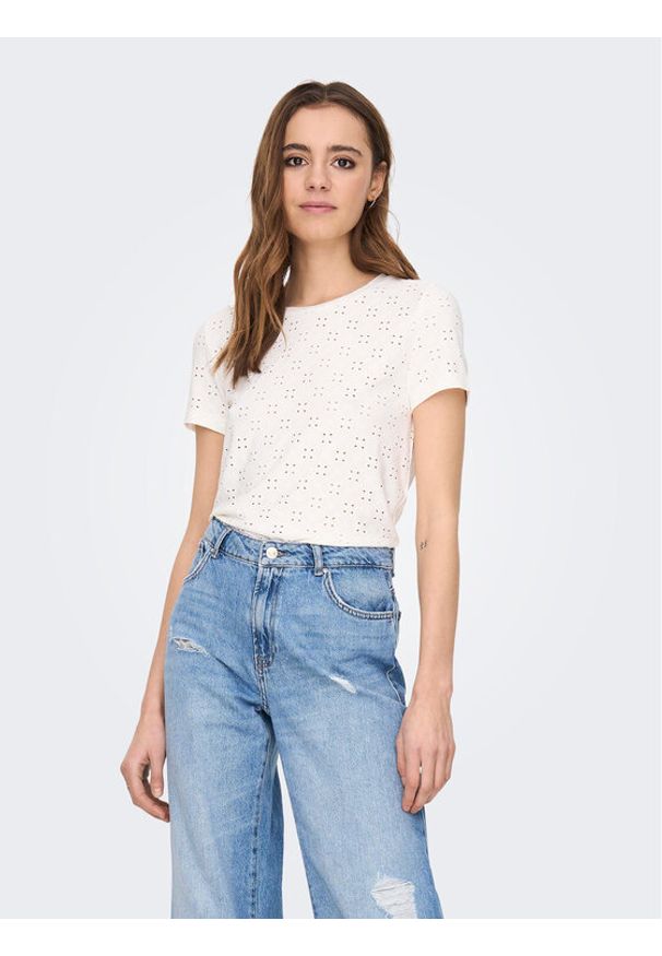 JDY T-Shirt 15158450 Biały Regular Fit. Kolor: biały. Materiał: syntetyk