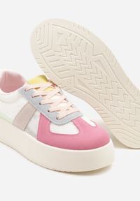 Renee - Różowo-Niebieskie Sneakersy Typu Kultowe Tenisówki na Grubej Podeszwie Nanessa. Kolor: różowy. Materiał: jeans #6