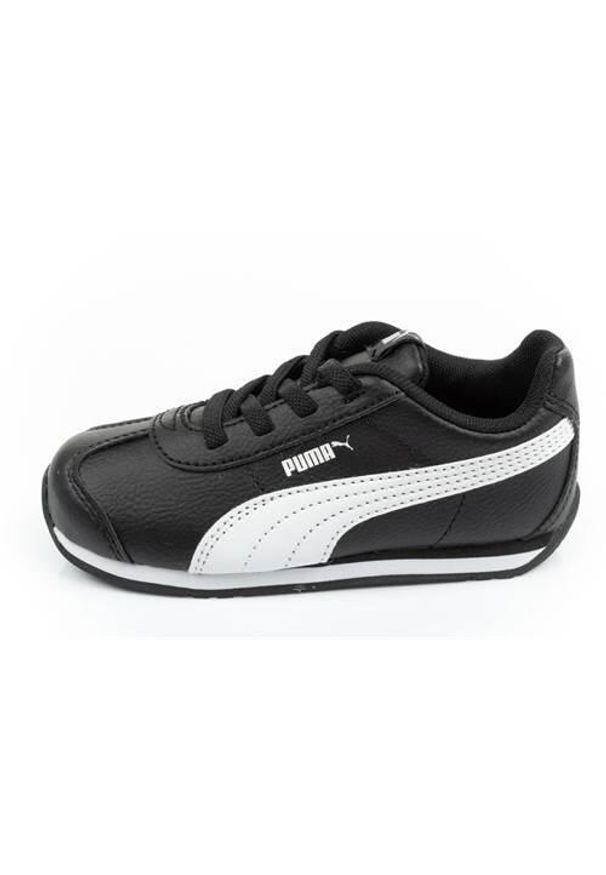 Buty do chodzenia niemowlęce Puma Turin 3. Zapięcie: sznurówki. Kolor: czarny. Materiał: guma, materiał, tkanina, syntetyk. Szerokość cholewki: normalna. Sport: turystyka piesza
