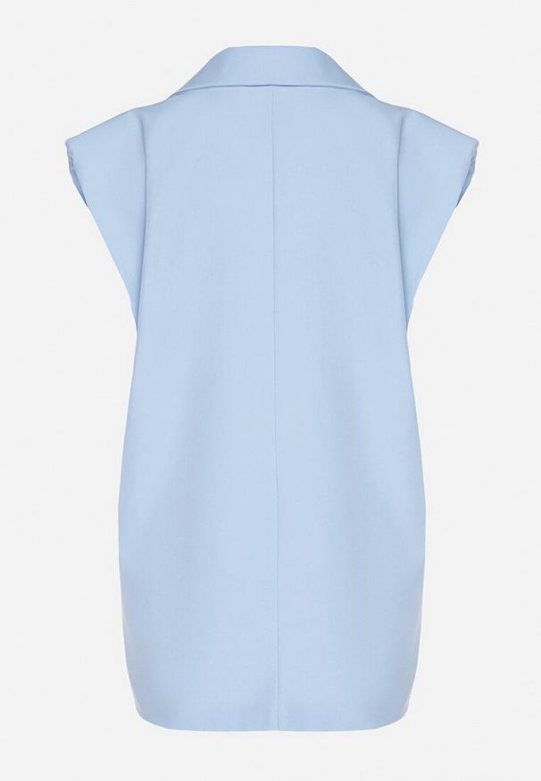 Born2be - Niebieska Kamizelka Garniturowa z Usztywnionymi Ramionami Ellavessa. Okazja: na co dzień. Kolor: niebieski. Materiał: jeans. Styl: elegancki, casual