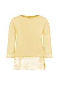 Deha - Bluza DEHA EASY. Kolor: żółty. Materiał: bawełna, tkanina, jedwab. Wzór: nadruk, aplikacja, kwiaty #1