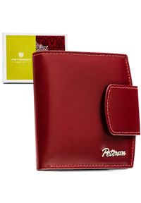 Czerwony, skórzany portfel damski z systemem RFID - Peterson. Kolor: czerwony. Materiał: skóra #1